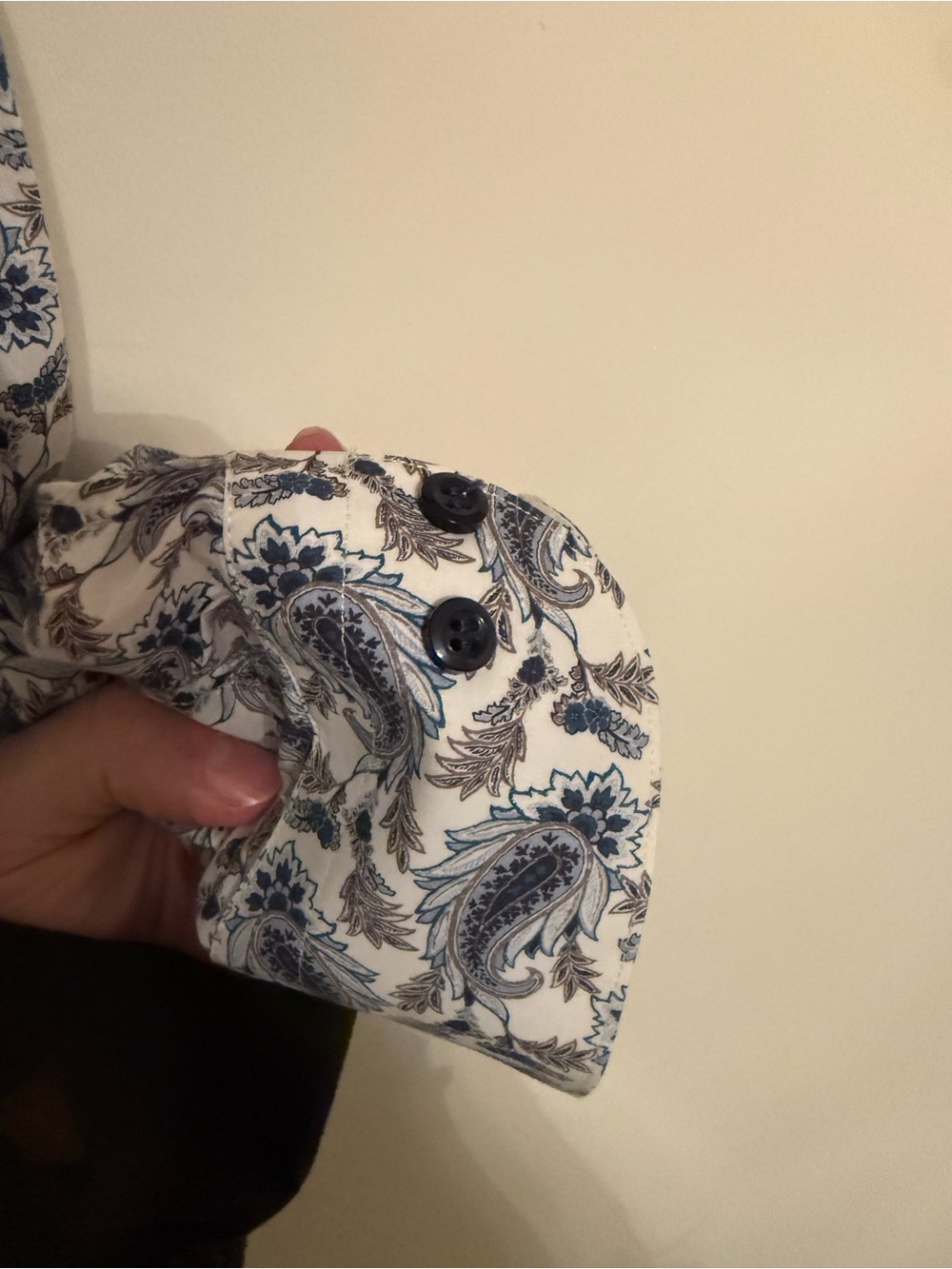 St. Croix contemporary button-down Navy Paisley Long-Sleeve Men's Shirt - Picture 5 of 5